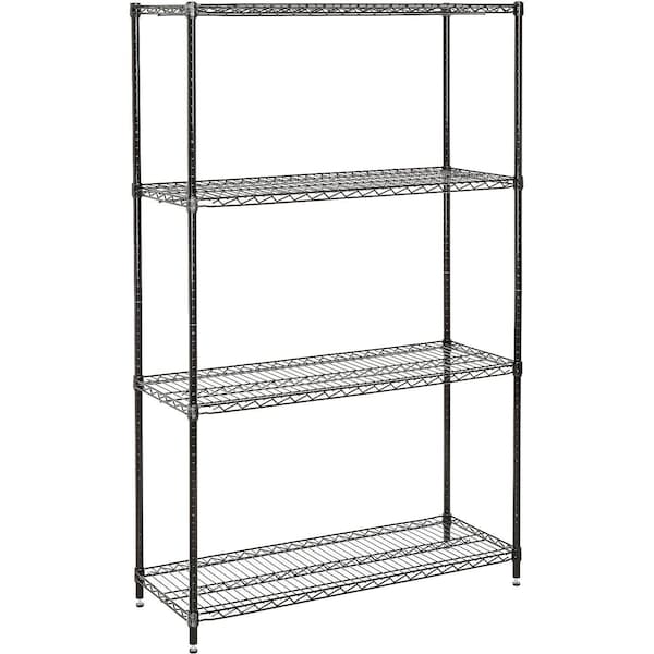 Nexel Medium Duty Wire Shelving Unit, Black Epoxy, 36W x 18D x 74H 183674BK - main